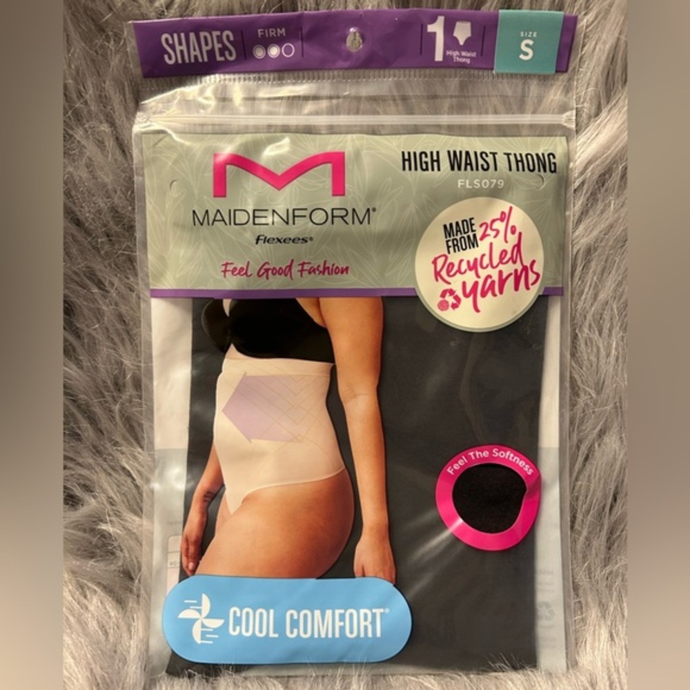 Maidenform Flexees Shapewear Womens Size‎ Small Black Seamless High Waist Thong